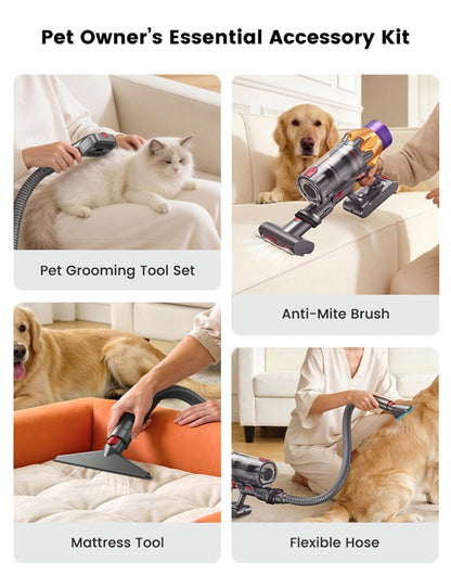 Pet Vacuum Cleaner with Grooming Tool - 45KPA, 60 Min Runtime